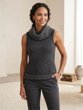 Nine West Wool Blend Honeycomb Knit Cowl Neck Sleeveless Sweater Size Xlarge